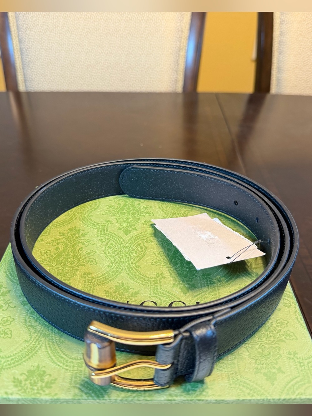 New Gucci Bamboo Logo Belt Size 48 / 120 cm Fits a Waist 44 - 48 - Picture 3 of 13